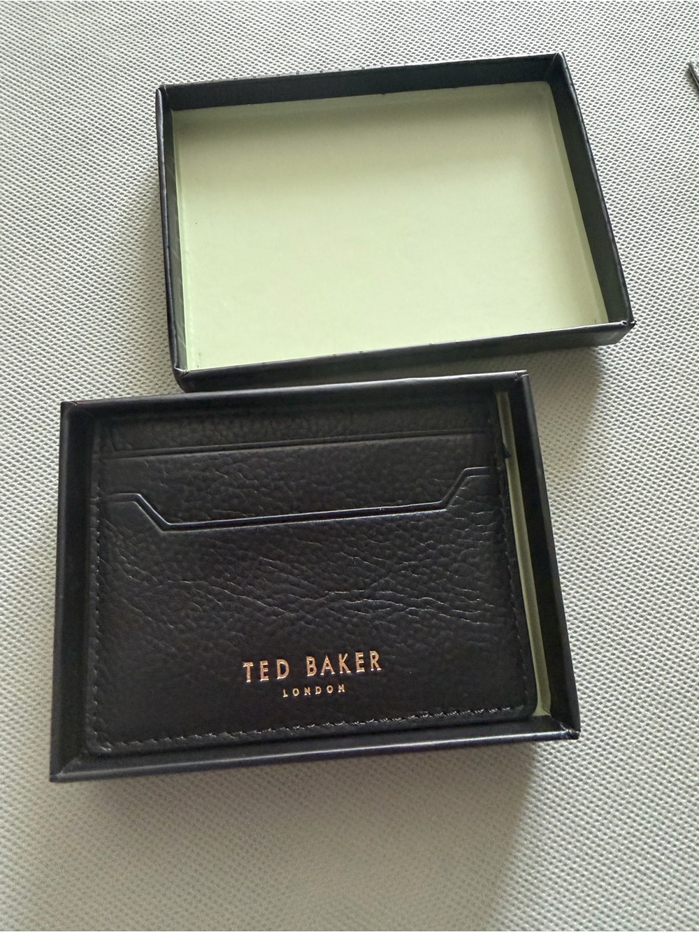 Ted Baker Black Leather Card Sleeve with Gold Logo